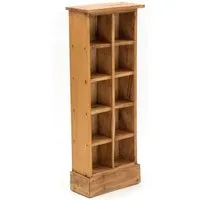 DESIGN DELIGHTS Regal RUSTIKALES CD & BÜCHERREGAL NATURE, 94x36cm(HxB) Holzregal 10 Fächer