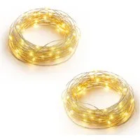 matches21 HOME & HOBBY LED-Lichterkette Mini Lichterkette 5 m, 100 LED Timer Batterie warmweiß innen, 100-flammig, Micro Draht Beleuchtung Indoor Leuchtdeko