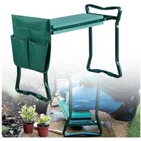 FIVMEN Kniebank Arbeitshocker 2-in-1 Gartenhocker Gartenarbeit Kniehilfe, 60x50x28cm, mit Eva-Schaumkissen Arbeitstasche Gepolstert für Garten, Grün