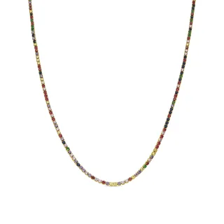 Luxenter Halskette mit mehrfarbigen Zirkonia 18k Gold Finish - Serly