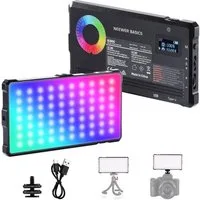 Neewer Videoleuchte SL90C RGB Videoleuchte, 8W, 2700K–7500K, tragbar, volle RGB Farben, 18 Szenen, 4000mAh, LED Panel Videolicht für DSLR Stativ Streaming