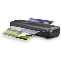 Hama Laminiergerät Laminator 4in1-Set für DIN A4, 2 Rollen, Tischgerät, schwarz, Mit Laminierfolien, Schneidlineal, Eckenrunder und Entriegelungstaste