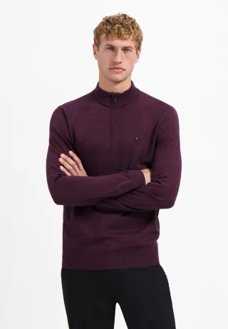 No Excess - Pullover Half Zip 2 Coloured Melange dark wine - Gr. - XL