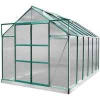 BRAST Gewächshaus ALU mit Fundament rostfrei 380x250x235cm TÜV geprüft, BxTxH: 250 x 380 x 235 cm, wetterfestes hochwertiges Aluminium, Temperaturbeständig, Wärmedämmend, Lichtbrechend & UV-stabilisiert