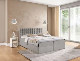 Boxspringbett Schlafzimmerbett TORIBO PREMIUM 120x200cm Stoff Coral Grau