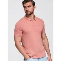 OMBRE Poloshirt Herren Polohemd klassisch mit Piqué-Stoff Rose M (kein Set, 1-tlg)