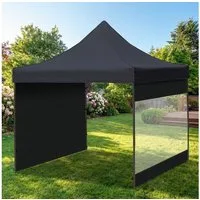 Westerholt Faltpavillon Faltpavillon 3x3m Ultra-Kompakt Schwarz Partyzelt inkl. 2 Seitenteile, Pop-Up Gartenzelt flexibler Sichtschutz-Set 1,86m Durchgang