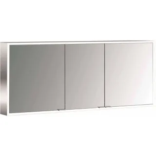 Emco prime Aufputz-Lichtspiegelschrank 949706286 1600x700mm, 3-türig, aluminium/spiegel