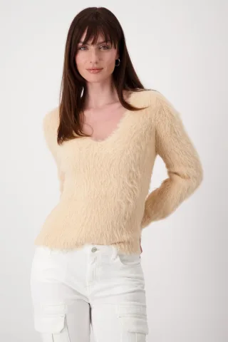 monari - Flauschiger Pullover peach nectar - Gr. - 40