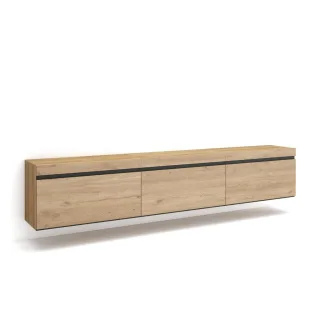 Skraut Home Lowboard,, Eiche, Holzwerkstoff, Rechteckig,Rechteckig, 240x45x35 cm, Wohnzimmer, Wohnwände, Lowboards, Lowboards stehend