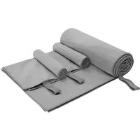 vidaXL Handtuch Sporthandtuch Set 3 stk. Dunkelgrau 210 x 100 cm, Polyester und Polyamid (3-St)