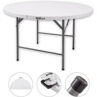 TRUTZHOLM Klapptisch rund Ø 120 cm Höhe 74 cm Stahlgestell Campingtisch Partytisch (1er), Tischplatte aus pflegeleichtem Kunststoff.