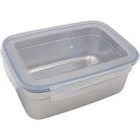 BURI Frischhaltedose Edelstahl Frischhaltedose 1,8 L Vorratsdose Brotdose Lunchbox Klickver, Edelstahl