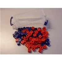 Spiel 100 Steckwürfel rot/blau in der Box