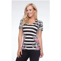 Passioni Print-Shirt mit Streifen und abstraktem Print