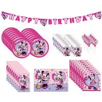 Procos Einweggeschirr-Set 70-tlg. Minnie Junior Party Set für Kindergeburtstag, 16 Personen