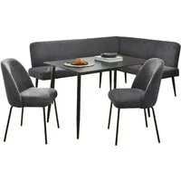 OTTO home Eckbankgruppe Melvin (Set, 4-tlg. Tisch, Bank und 2 Stühle), Taschenfederkern, Tisch (120x75cm) schwarz, Bank und Stühle anthrazit oder beige