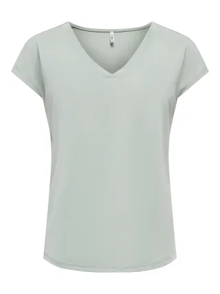 ONLY - ONLFREE S/S MOD.V-NECK TOP JRS NOOS Aqua Gray - Gr. - L