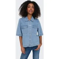 ONLY Jeansbluse ONLBELLE S/S SHIRT DNM GUA NOOS mit Halbarm