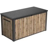 Keter Gartenbox "Sierra" 643L 144x70x73 cm Holzoptik Pinie Deckel bis 272 kg belastbar, Wasserfest, abschließbar