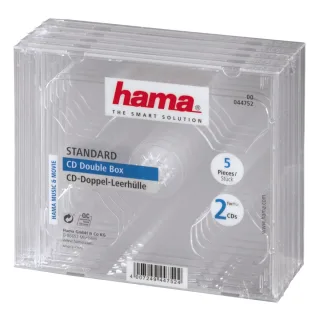 Hama Behälter CD-Aufbewahrung | 44752 | Kapazität: 2 CD - durchsichtig (Packung mit 5)