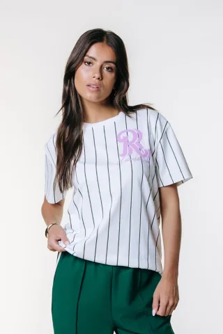 Colourful Rebel - Baseball Striped Loosefit Tee standard white - Gr. - L