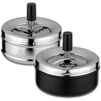 Coumo Aschenbecher 2x Drehaschenbecher Set mit Deckel, Metall, für draussen