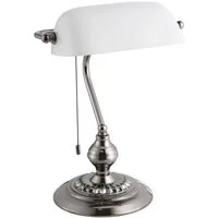 EGLO Tischleuchte Banker Tischlampe, Vintage, Retro, E27 Schreibtischlampe, Bürolampe, Ein-/Ausschalter, ohne Leuchtmittel, Tischleuchte - L27,5 x H39 cm - nickel-nero - 1X60W exkl.