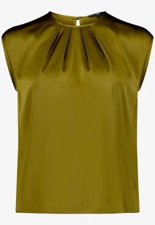 zero - Satin-Bluse mit Rundhalsausschnitt fir green - Gr. - 40
