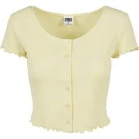 URBAN CLASSICS Kurzarmshirt Urban Classics Damen Ladies Cropped Button Up Rib Tee (1-tlg)