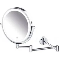 DEUSENFELD Kosmetikspiegel Wand-Akku-Doppel-LED WL53CA / WL73CA / WL103CA (5x/7x/10x Vergrößerung + Normalspiegel, 10Min Abschalttimer, Dimmer, 3 Lichtfarben, 3000mAh Akku, USB-C), 3-Fach Gelenkarm, 49cm Ausladung !