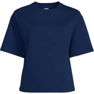 Samtweiches Shirt mit Rundhalsausschnitt für Damen, Damen, size: regular, Blau, Baumwolle/Polyester-Mischung, by Lands' End