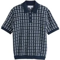 Next Polokragenpullover Relaxed Fit Poloshirt aus Strick mit Geo-Muster (1-tlg)