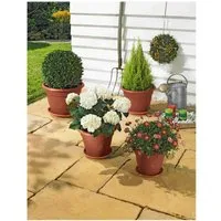 ALPFA Blumentopf Set Sydney terracotta inkl. Untersetzer Blumenkübel Blumentöpfe (Spar-Set, 8 St., 4er-Set), aus witterungs- und UV-beständigem Kunststoff