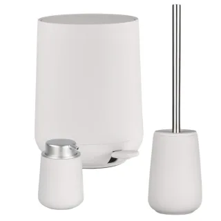 Bad-Accessoires Nova Set 3-teilig lichtgrau | Zone Denmark Komplettset aus Soft-Touch Seifenspender, Toilettenbürste & Treteimer für das Badezimmer.