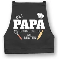 Youth Designz Grillschürze Herren Schürze Bei Papa Schmeckt es am besten Print Kochschürze, mit lustigem Spruch & Logo Aufdruck