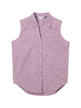 Tom Tailor - Ärmellose Bluse mit Brusttaschen dark orchid - Gr. - 36