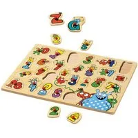 Playtive Steckspielzeug Playtive Holz Spielzeug Zahlen Puzzle, Echtholz, (Einzelartikel, 27-tlg), Fördert Zahlenverständnis, Motorik