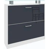 borchardt Möbel Schuhschrank Finn, Schuhregal, Schuhkipper für 12-16 Paar Schuhe Breite 89 cm, mit Glasablage