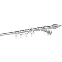 ondeco Gardinenstange Rundrohr Wandabstand 14cm Kegel, Ø 20 mm, 1-läufig-läufig, Wunschmaßlänge, Bohren, verschraubt