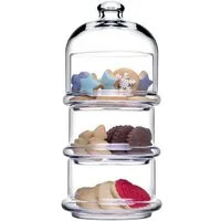 Pasabahce Butterdose PASABAHCE 96815 Patisserie 3 stapelbare Behälter mit Kuppel 12x26cm