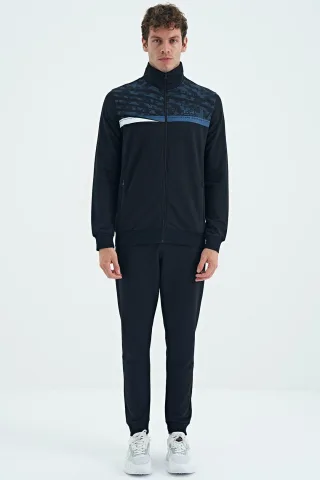 Bedrucktes Sweatshirt mit Reißverschlusskragen und Hosen-Set