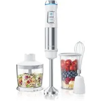 Arendo Stabmixer Edelstahl Pürierstab Set mit Zerkleinerer & Messbecher, Handmixer, 1200 W, 2 Geschwindigkeitsstufen, 4-Klingen, einfache Reinigung, DC Motor