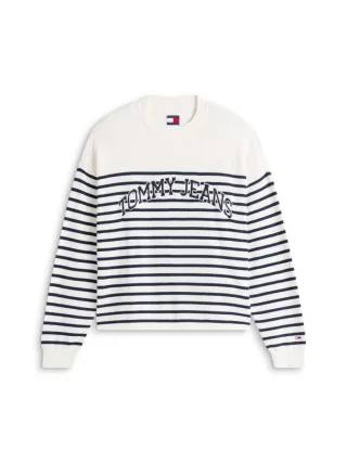 Tommy Jeans - Streifensweater weiß - Gr. - M