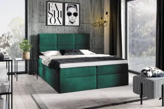 Boxspringbett Schlafzimmerbett HUDSON 160x200cm in Stoff Fresh Grün