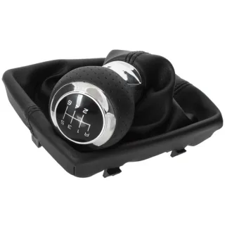 Lochleder Sport Schaltknauf Knauf + Schaltmanschette Schwarz Chrom 6-Gang für Audi A4 8E B6 / B7 ab 2001-2008