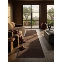 KADIMA DESIGN Teppich ALDAN Teppichläufer Braun 80x150 Uni Polyester Antirutsch Wohnraum, Läufer, Höhe: 17 mm, Trittschalldämmend, Strapazierfähig, Farbecht, Pflegeleicht