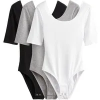 The Set Shirtbody 3er-Pack The Set gerippte Bodysuits, U-Ausschnitt (3-tlg)