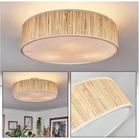hofstein Deckenleuchte Deckenlampe aus Metall/Papiergeflecht/Stoff/Kunststoff in Natur/Weiß, Deckenleuchte im modernen Boho-Design, Ø 50 cm, E27