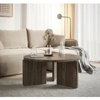 Selsey Couchtisch PREFFINES, Runder Wohnzimmertisch in Holzoptik Ø 88,5 x 40,5 cm
